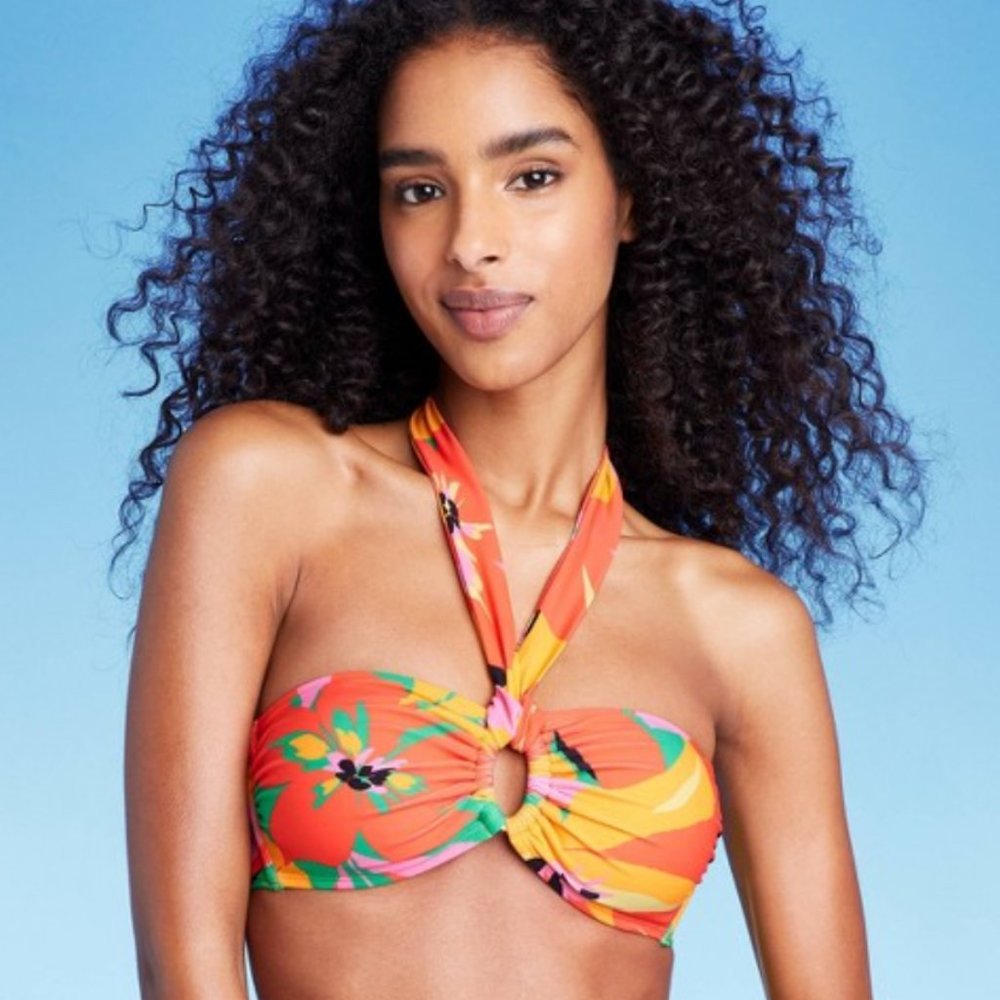 NWT - Women's S - Ring Front Halter Bikini Top - Shade & Shore